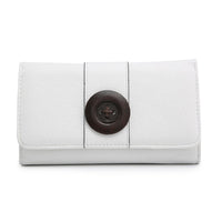 MULTI SECTION PURSE WITH LARGE WOODEN BUTTON