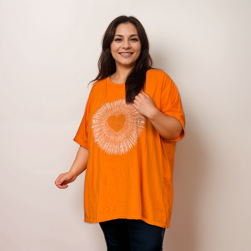 Bright Batwing Top with Studded Circle Front & Star-Studded Open Back