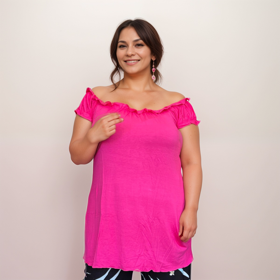 Longline Off-Shoulder Bardot Top / T-Shirt