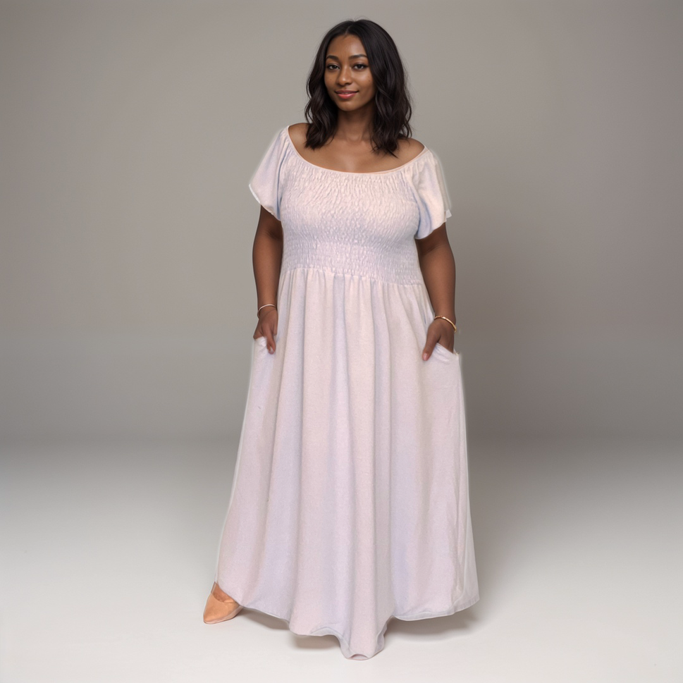 Smocked-Top Summer Dress with Pockets