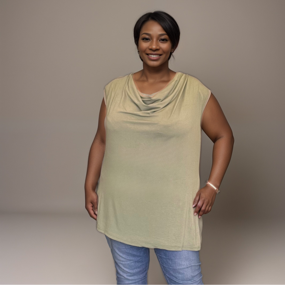Sleeveless Cowl-Neck Top / T-Shirt