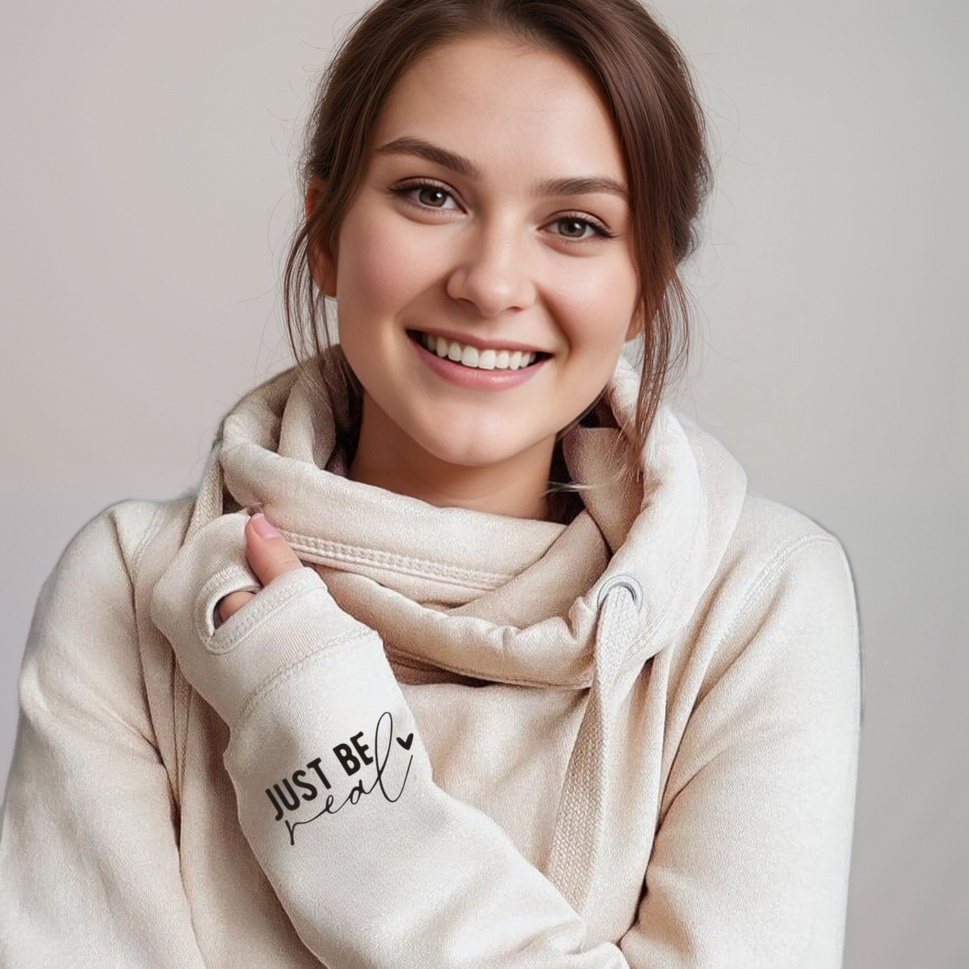 “You Don’t Have to Be Perfect” Cowl-Neck HoodieSTONE / UK 8-10