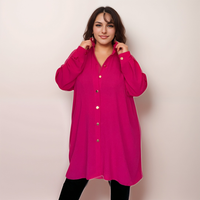 Long Dipped-Hem Shirt with Pleated Back