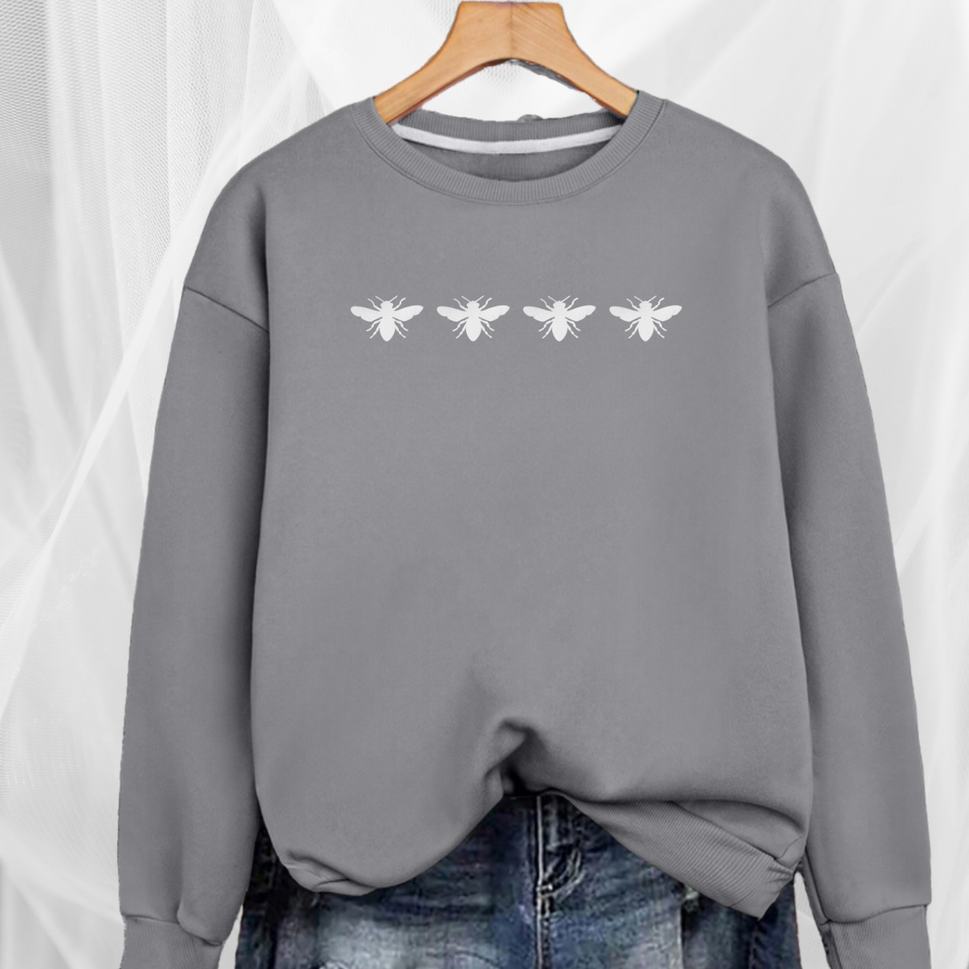Cotton Sweatshirt with 4 White Bees DetailGREY / UK 12-14