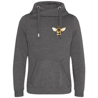 Plus-Size Cowl-Neck Cotton Hoodie with Bee Print