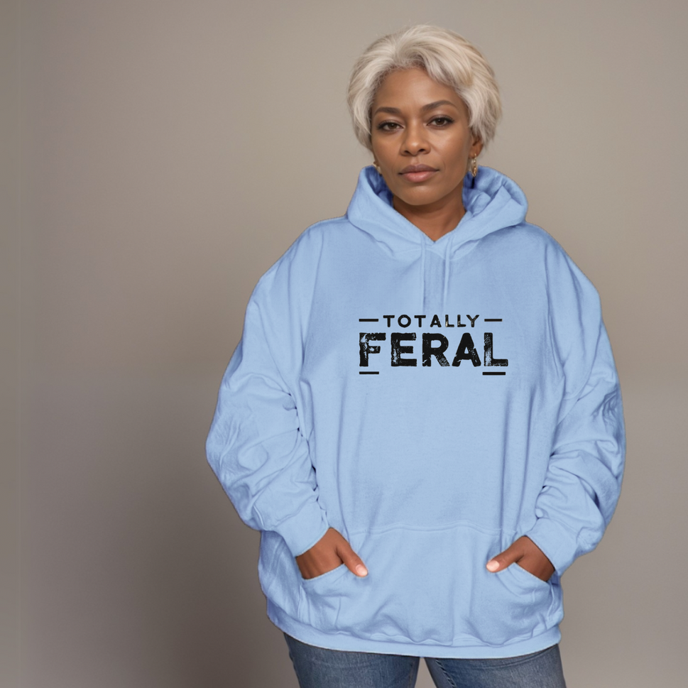 Premium Cotton Hoodie with “Totally Feral” LogoPALE BLUE / UK 12-14