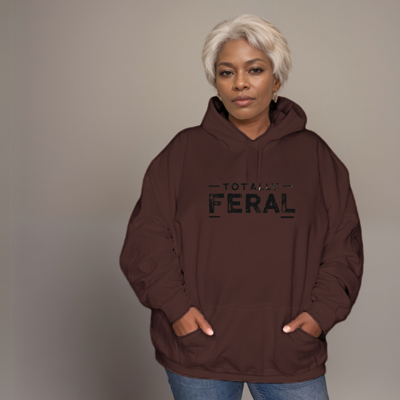 Premium Cotton Hoodie with “Totally Feral” Logo