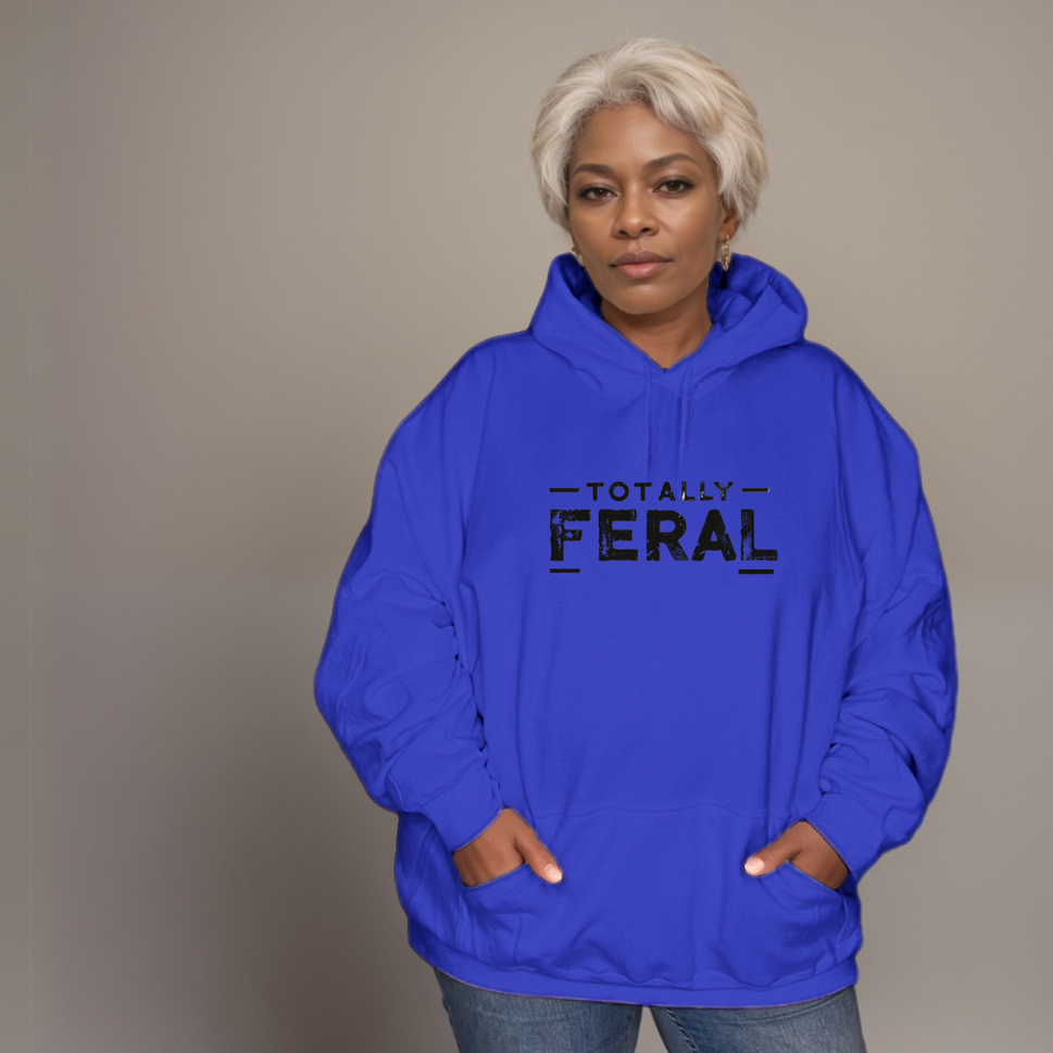 Premium Cotton Hoodie with “Totally Feral” LogoROYAL BLUE / UK 12-14