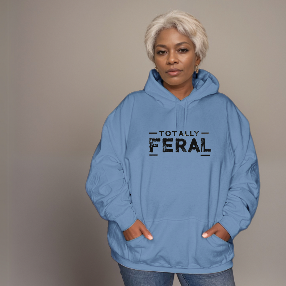 Premium Cotton Hoodie with “Totally Feral” LogoDENIM BLUE / UK 12-14