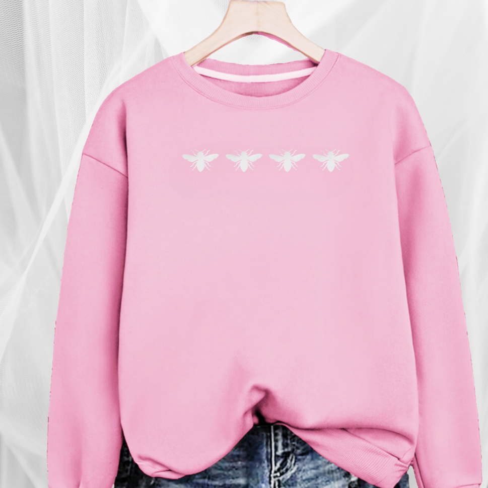 Cotton Sweatshirt with 4 White Bees DetailPINK / UK 12-14