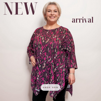 ROCKTHOSECURVES HANKY HEM ABSTRACT PRINT 1/2 SLEEVE TOP