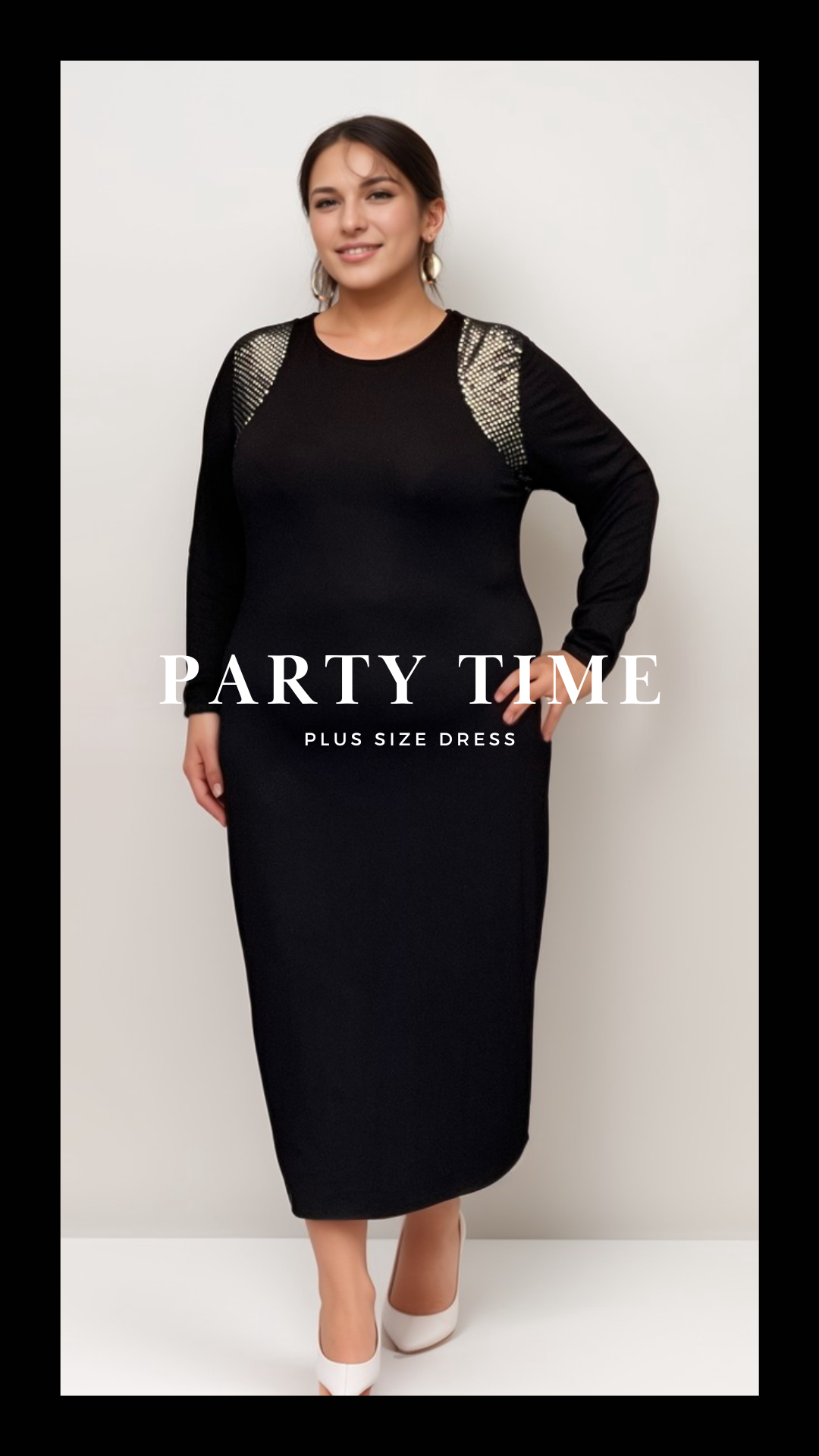 BLACK SOFT DRESS WITH SILVER SPARKLY SHOULDERS