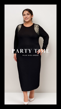 BLACK SOFT DRESS WITH SILVER SPARKLY SHOULDERS