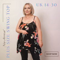 ROCKTHOSECURVES BLACK MULTI TROPICAL CAMI VEST SWING TOP WITH HANKY HEM