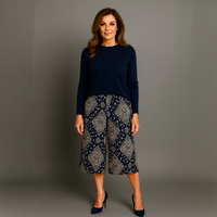 Moroccan Tile Print Elastic Waist Culottes