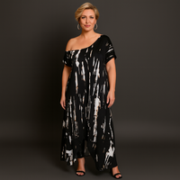 Tie Dye Off Shoulder Calf Length Dress