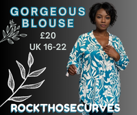 ROCKTHOSECURVES DIPPED HEM V NECK BLOUSE WITH BUTTON SLEEVES