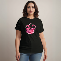 Cotton Ribbon-Heart Print T-Shirt