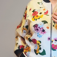 Plus‑Size White Floral Bomber Jacket