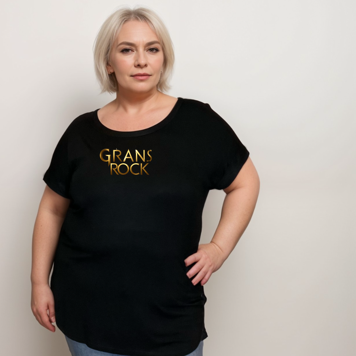 NANAS ROCK BLACK DIPPED HEM T-SHIRT