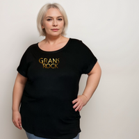 NANAS ROCK BLACK DIPPED HEM T-SHIRT