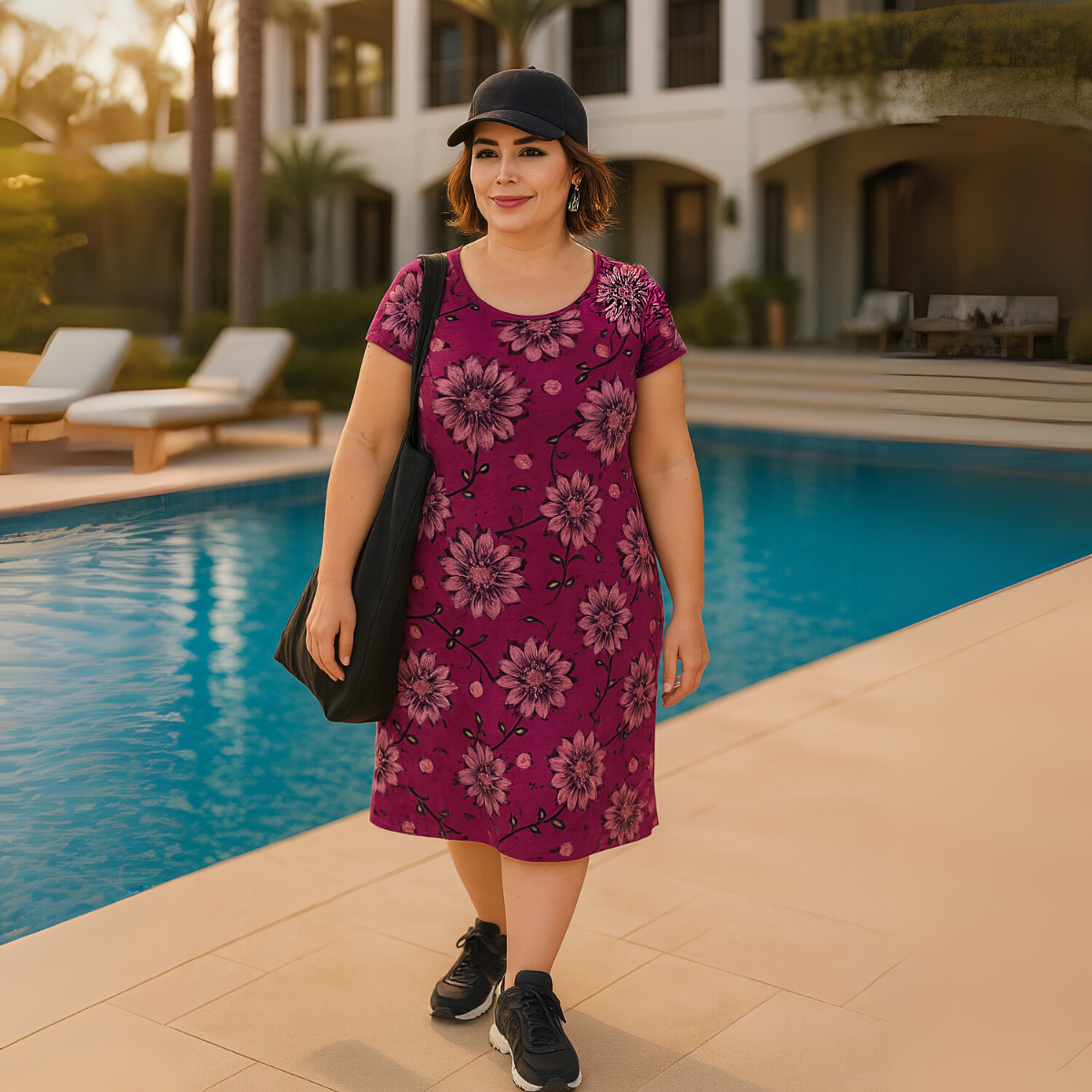 Short Sleeve Floral T‑Shirt Dress