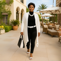 Long Hanky Hem Waterfall Cardigan
