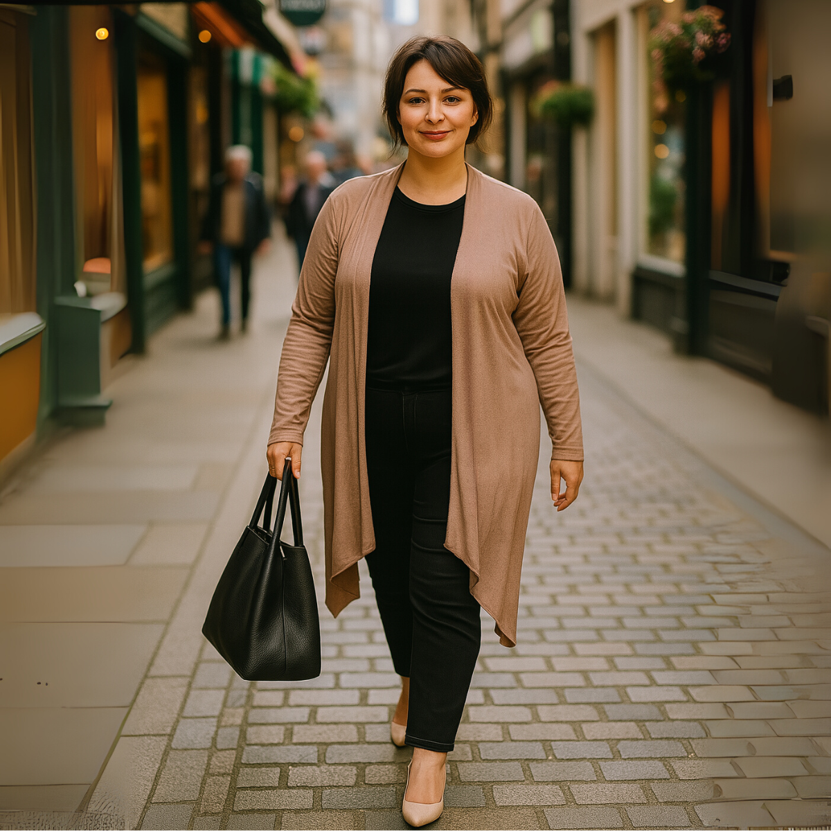 Long Hanky Hem Waterfall Cardigan