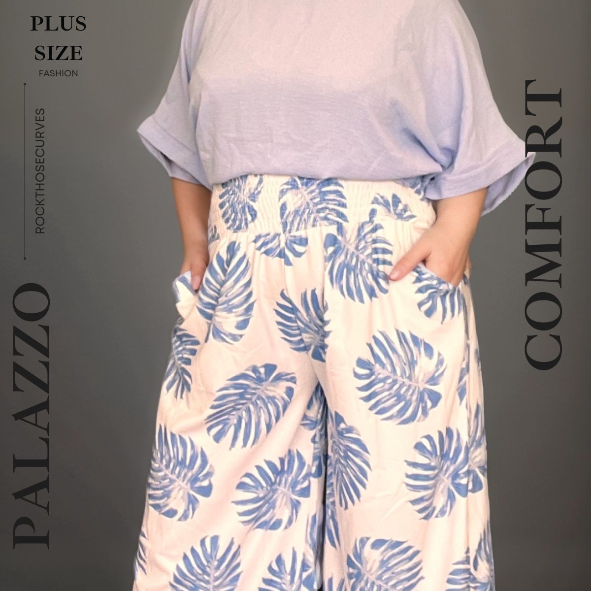 Leaf Print Palazzo Trousers