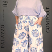 Leaf Print Palazzo Trousers