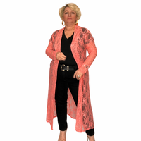 ROCKTHOSECURVES LACE LONG LENGTH OPEN FRONT DUSTER JACKET