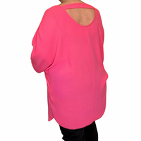 ROCKTHOSECURVES BATWING BUTTON CUFF LONG LENGTH BLOUSE WITH CUT OUT BACK