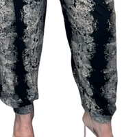 BLACK TAUPE SNAKE PRINT LOOSE FIT WIDE LEG HAREM PANTS ALI BABA TROUSERS