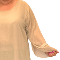 CHIFFON LINED BLOUSE WITH FLUTED SLEEVES