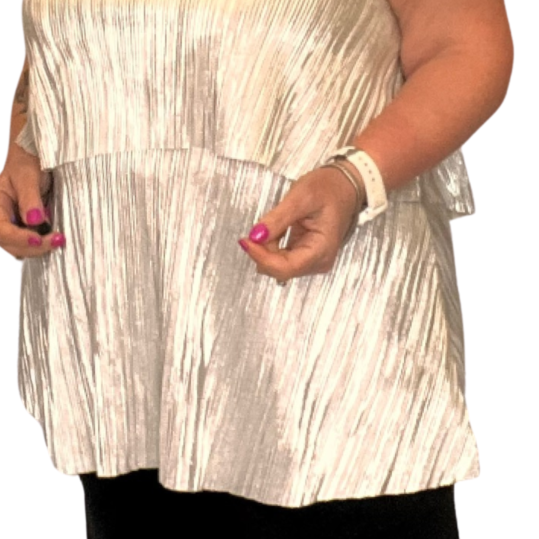 SILVER METALLIC STRAPPY LAYERED CAMI TOP