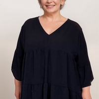 LAYERED DIPPED HEM LONG LENGTH TOP