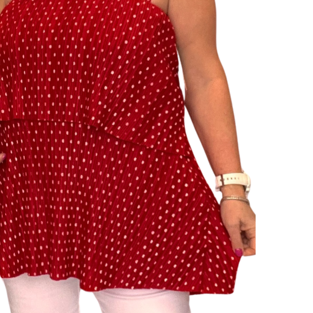 STRAPPY PLEATED LAYERED CAMI TOP BLOUSE