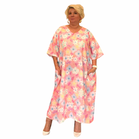 FLORAL LINEN LOOSE FITTING DRESS WITH POCKETS