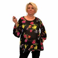 FLORAL CHIFFON BLOUSE WITH BELL SLEEVES