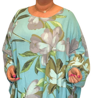 OVERSIZED COTTON LOOSE FITTING KAFTAN / BLOUSE WITH SEQUIN CUFFS