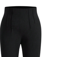 PLAIN BLACK ELASTICATED WAIST TROUSERS WITH FLAT FRONT