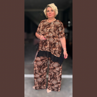 ROCKTHOSECURVES TWO PIECE LOOSE FITTING PALAZZO TROUSERS + LONG TOP OUTFIT SET