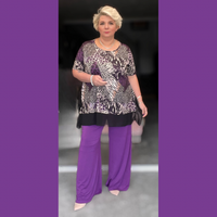 ROCKTHOSECURVES TWO PIECE LOOSE FITTING PLAIN PALAZZO TROUSERS + LONG TOP OUTFIT SET