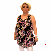 Chiffon V Hem Sleeveless Lined Blouse