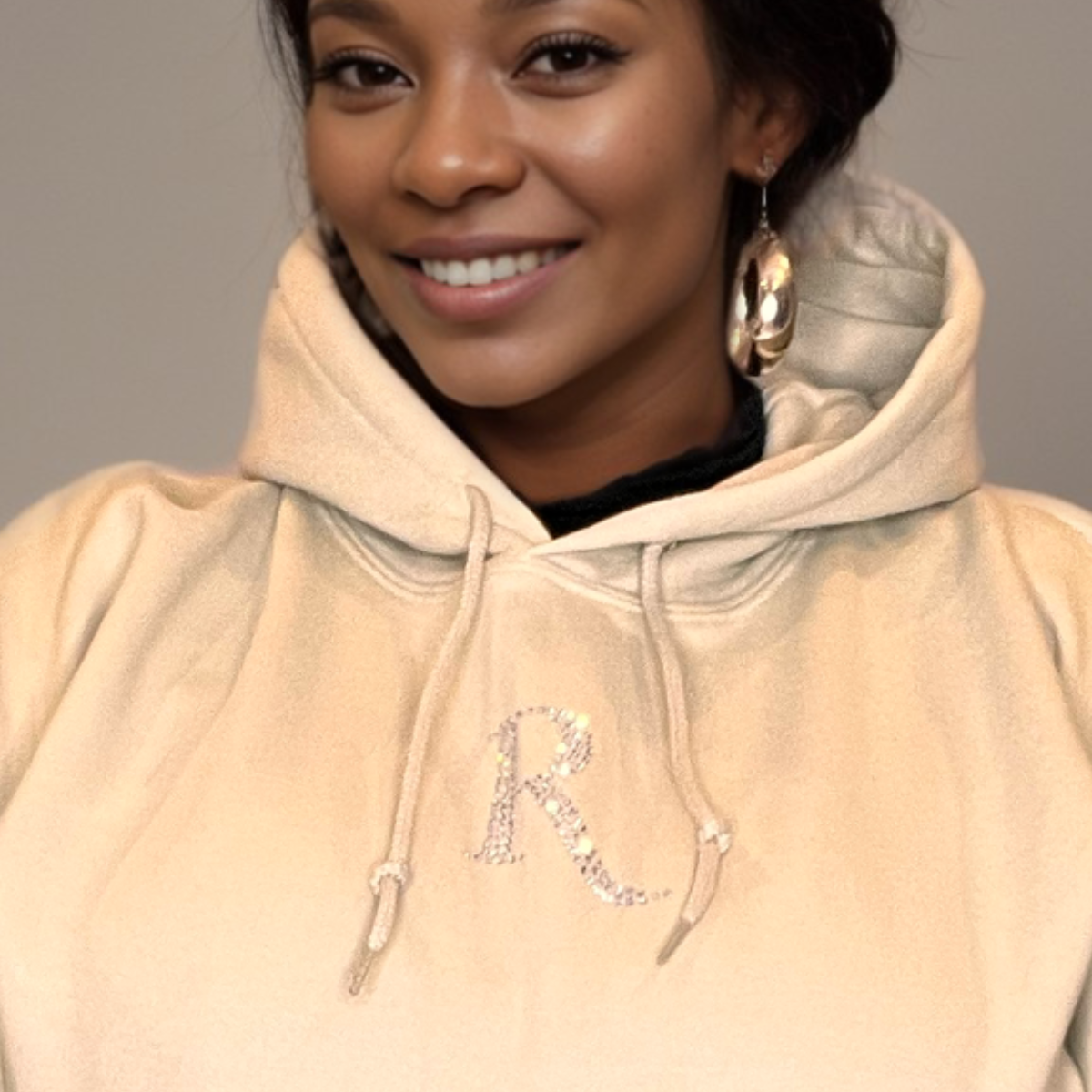 RockThoseCurves Signature Silver Diamante “R” Cotton Hoodie