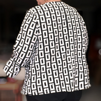 ROCKTHOSECURVES BLACK / WHITE SQUARE BELL SLEEVE OPEN FRONT JACKET BLAZER