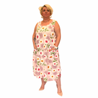 ROCKTHOSECURVES SLEEVELESS LOOSE FITTING DAISY PRINT DRESS WITH POCKETS