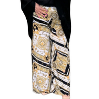 WHITE GOLD COMPASS PRINT PALAZZO TROUSERS