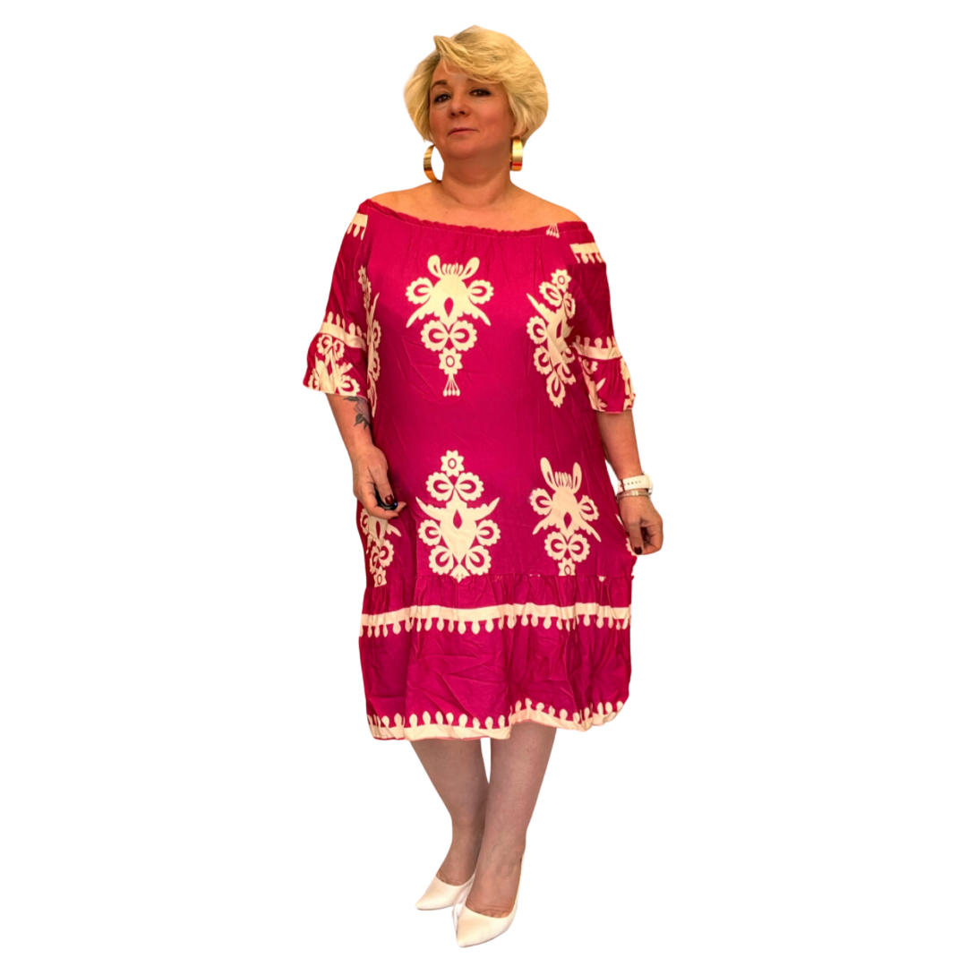 ROCKTHOSECURVES OFF SHOULDER FRILLED HEM BELL SLEEVE DRESS