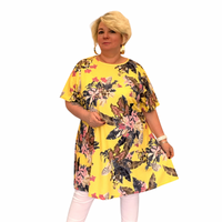 ROCKTHOSECURVES YELLOW TROPICAL SHORT SLEEVE SWING TOP